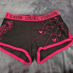 Women's Black and Pink Graphic Sleep Shorts